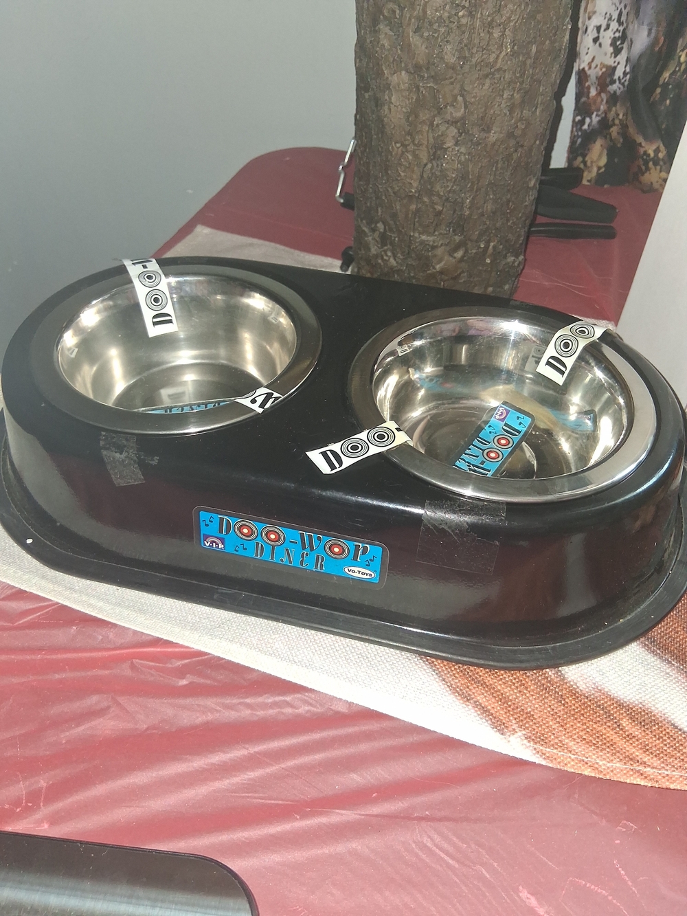 Double Stainless Steel Dog Bowl - Black